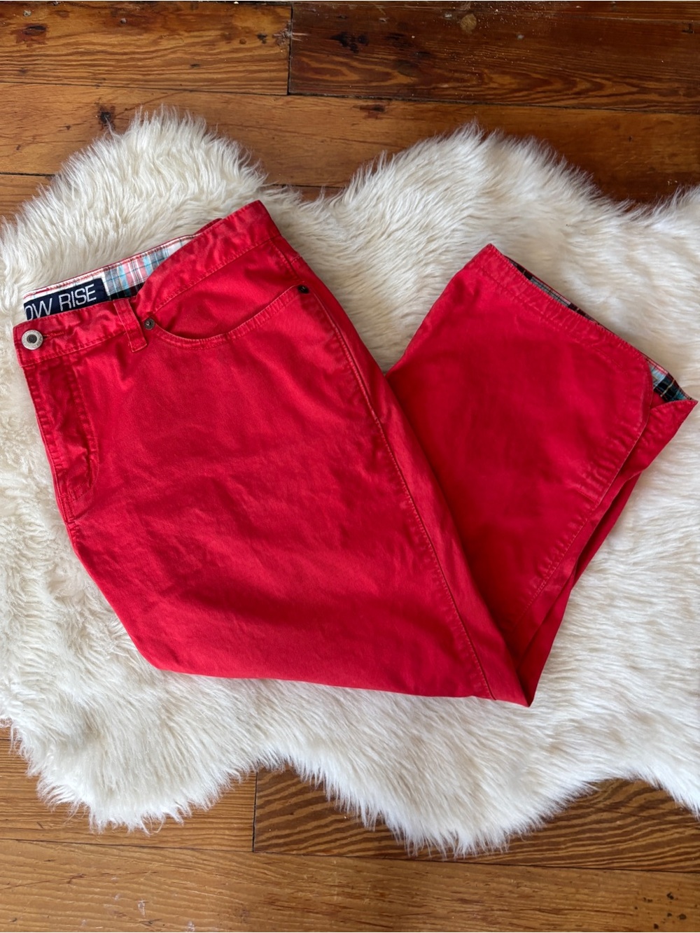 Y2K Cruel Girl Solid Red Low-Rise Capri Jeans
